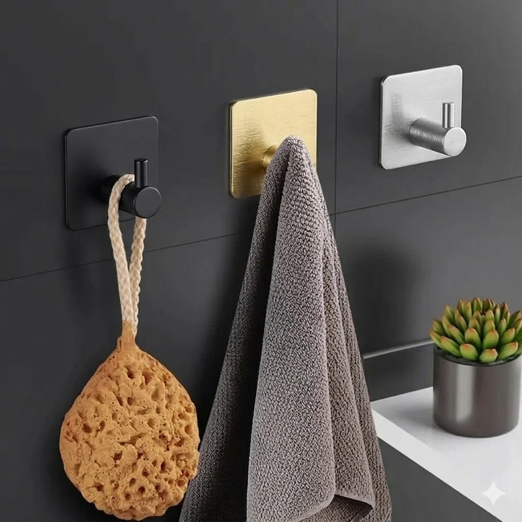 Perchero de Pared Autoadhesivo Acero Inoxidable. Ganchos